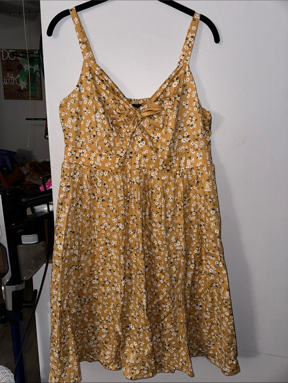 torrid Mustard Yellow Floral Tie-Front Mini Dress